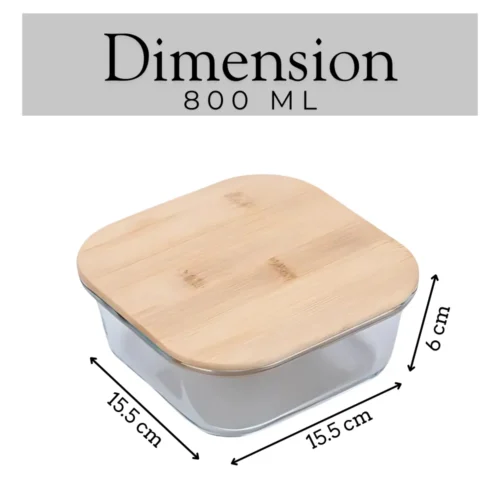 Bamboo Lid Glass Food Storage Container, Square Glass Container with Bamboo Lid, Airtight Food Storage, Leakproof Glass Container, Microwave Safe Glass Box, Bamboo Lid Storage Container in Colombo, Kitchen Storage in Sri Lanka