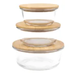 Bamboo Lid Glass Food Storage Container, Glass Container with Bamboo Lid, Airtight Food Storage, Leakproof Glass Container, Microwave Safe Glass Bowl, Bamboo Lid Container in Colombo, Food Storage Container in Sri Lanka