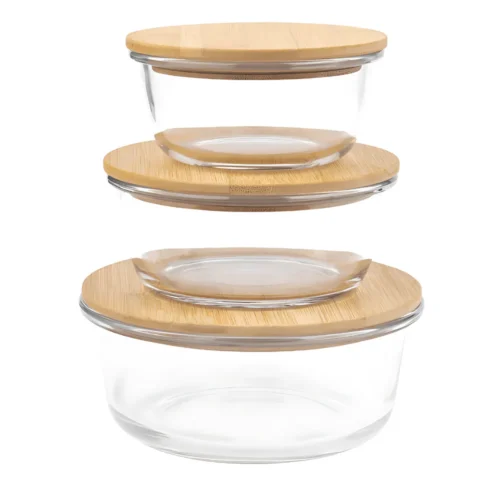 Bamboo Lid Glass Food Storage Container, Glass Container with Bamboo Lid, Airtight Food Storage, Leakproof Glass Container, Microwave Safe Glass Bowl, Bamboo Lid Container in Colombo, Food Storage Container in Sri Lanka