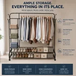 HEAVY-DUTY METAL GARMENT RACK WITH SHELVES AND DOUBLE HANGING RODS FOR CLOTHING STORAGE - Image 7