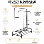 HEAVY-DUTY METAL GARMENT RACK WITH SHELVES AND DOUBLE HANGING RODS FOR CLOTHING STORAGE - Image 6