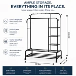 HEAVY-DUTY METAL GARMENT RACK WITH SHELVES AND DOUBLE HANGING RODS FOR CLOTHING STORAGE - Image 2