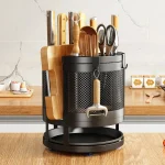 rotatable utensil holder, 360 kitchen organizer rack, carbon steel utensil stand, knife holder kitchen rack, kitchen tool organizer, kitchen storage stand, countertop utensil holder, racks.lk kitchen rack