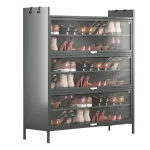 shoe cabinet in Sri Lanka, 6 layer shoe rack, closed shoe rack Sri Lanka, steel shoe storage cabinet, shoe organizer cabinet, powder coated shoe stand, racks.lk,4 Door 8 Layer Shoe Cabinet