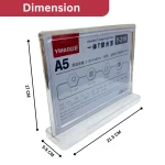 A5 acrylic sign holder, horizontal T-shape display, QR code frame, table sign holder, acrylic display frame, double sided menu stand, plastic brochure holder, desk display frame, retail counter sign, menu stand