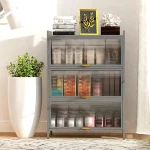 3-door kitchen cabinet, carbon steel kitchen storage, kitchen storage cabinet Sri Lanka, grey kitchen cabinet, durable kitchen rack, kitchen organizer Sri Lanka