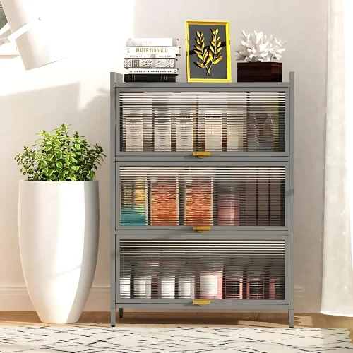 3-door kitchen cabinet, carbon steel kitchen storage, kitchen storage cabinet Sri Lanka, grey kitchen cabinet, durable kitchen rack, kitchen organizer Sri Lanka