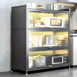 3-door kitchen cabinet, carbon steel kitchen storage, kitchen storage cabinet Sri Lanka, grey kitchen cabinet, durable kitchen rack, kitchen organizer Sri Lanka