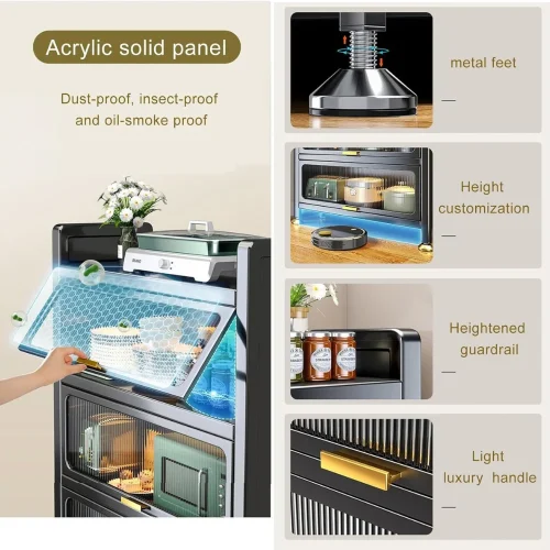 3-door kitchen cabinet, carbon steel kitchen storage, kitchen storage cabinet Sri Lanka, grey kitchen cabinet, durable kitchen rack, kitchen organizer Sri Lanka