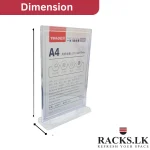 A5 sign stand, acrylic sign holder, menu display holder, clear display stand, QR code stand, flyer holder, sign holder Sri Lanka, racks.lk