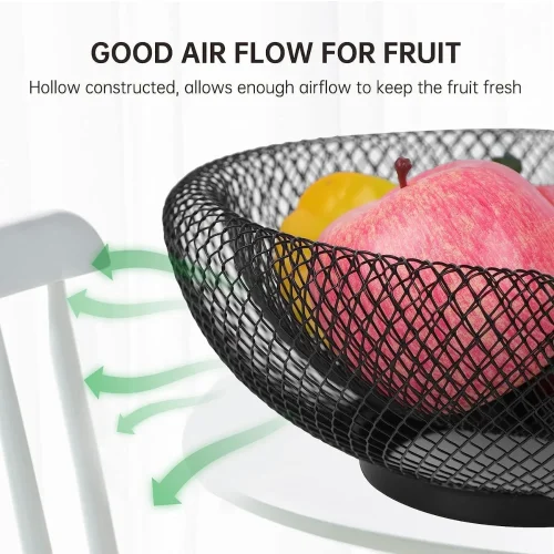 carbon steel fruit basket, black mesh fruit bowl, wire fruit basket Sri Lanka, kitchen countertop fruit holder, modern fruit bowl, racks.lk, fruit basket for kitchen, mesh wire bowl, fruit storage organizer, fruit bowl for table