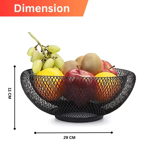 carbon steel fruit basket, black mesh fruit bowl, wire fruit basket Sri Lanka, kitchen countertop fruit holder, modern fruit bowl, racks.lk, fruit basket for kitchen, mesh wire bowl, fruit storage organizer, fruit bowl for table