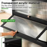 4 DOOR KITCHEN CABINET – BLACK STORAGE CUPBOARD WITH SHELVES – COMPACT CARBON STEEL RACK WITH ACRYLIC DOORS - 60CM x 33CM x 151CM - Image 3
