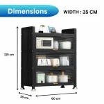 3-DOOR KITCHEN STORAGE CABINET WITH LID – GREY METAL CABINET FOR ORGANIZED KITCHEN STORAGE – 60CM x 35CM x 115CM BLACK - Image 2