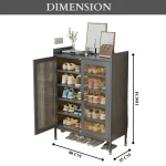 2-door shoe cabinet Sri Lanka, metal shoe rack with doors, grey shoe storage cupboard, steel shoe organizer, shoe cabinet with glass doors