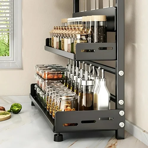 spice rack in Sri Lanka, adjustable spice rack shelf, kitchen organizer Sri Lanka, 3 layer spice rack, countertop spice stand, racks.lk