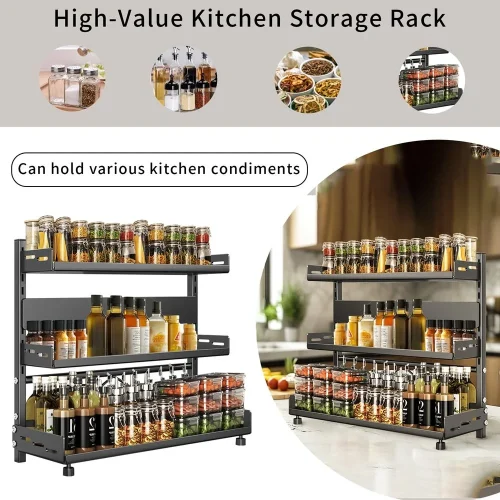 spice rack in Sri Lanka, adjustable spice rack shelf, kitchen organizer Sri Lanka, 3 layer spice rack, countertop spice stand, racks.lk