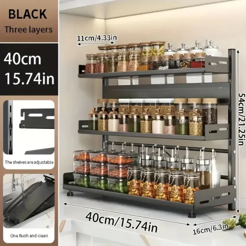spice rack in Sri Lanka, adjustable spice rack shelf, kitchen organizer Sri Lanka, 3 layer spice rack, countertop spice stand, racks.lk