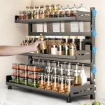 spice rack in Sri Lanka, adjustable spice rack shelf, kitchen organizer Sri Lanka, 3 layer spice rack, countertop spice stand, racks.lk