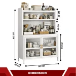 MULTIFUNCTIONAL KITCHEN STORAGE CABINET WITH WHEELS AND MICROWAVE SHELF - 80CM x 42CM x 155CM - Image 2