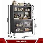 MULTIFUNCTIONAL KITCHEN STORAGE CABINET WITH WHEELS AND MICROWAVE SHELF - 80CM x 42CM x 155CM - Image 3
