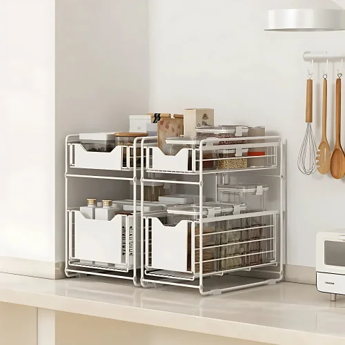 2 Tier Multifunctional Storage Rack in Sri Lanka, storage rack Sri Lanka, kitchen organizer in Sri Lanka, under sink storage Sri Lanka, bathroom rack Sri Lanka, sliding storage rack Sri Lanka, racks.lk
