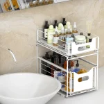2 Tier Multifunctional Storage Rack in Sri Lanka, storage rack Sri Lanka, kitchen organizer in Sri Lanka, under sink storage Sri Lanka, bathroom rack Sri Lanka, sliding storage rack Sri Lanka, racks.lk