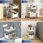 2 Tier Multifunctional Storage Rack in Sri Lanka, storage rack Sri Lanka, kitchen organizer in Sri Lanka, under sink storage Sri Lanka, bathroom rack Sri Lanka, sliding storage rack Sri Lanka, racks.lk
