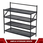4-TIER FOLDABLE METAL MESH SHOE RACK – 67.5CM X 24.5CM X 71CM – BLACK FINISH – HEAVY DUTY CARBON STEEL SHOE STORAGE STAND FOR HOME & ENTRYWAY - Image 5