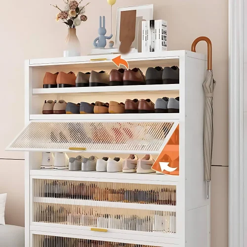 shoe rack in Sri Lanka, shoe storage cabinet in Sri Lanka, white shoe rack, multi-layer shoe organizer, acrylic door shoe cabinet, dustproof shoe rack, space-saving shoe rack, entryway shoe organizer, modern shoe rack in Sri Lanka, best shoe rack for home Sri Lanka