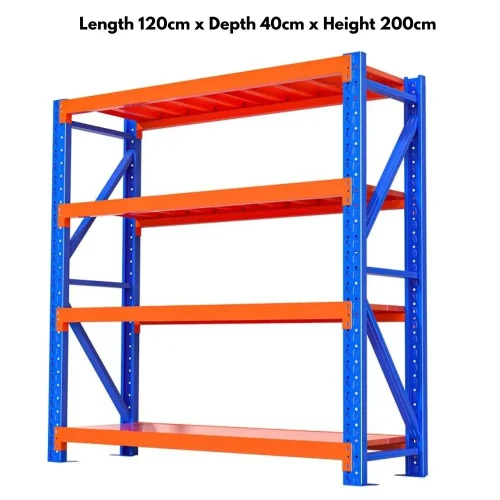 4 Tier Warehouse Storage Rack – Adjustable Boltless Design (120cm x 60cm x 200cm)