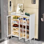 3-DOOR METAL SHOE CABINET – 6-LAYER SHOE STORAGE ORGANIZER | HEAVY-DUTY CARBON STEEL | ADJUSTABLE SHELF