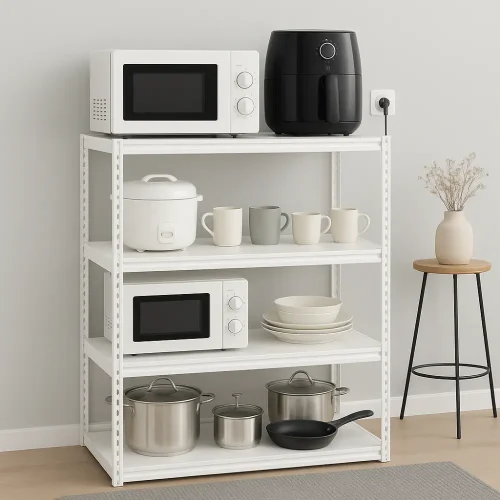 Upgrade your home and workspace with this premium 4-Tier Steel Shelf Rack - heavy duty storage shelf - bookshelf, garage and storeroom, designed for maximum strength, durability, and versatility. Whether you need a bookshelf, a store room rack, or a garage rack, this heavy-duty organizer is the perfect solution. Made from high-quality carbon steel with a white powder-coated finish, it ensures long-lasting performance and a sleek, modern look that suits any interior.