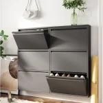 STEEL SHOE CABINET, 3 FLIP DOOR SHOE ORGANIZER FOR ENTRYWAY & BEDROOM - Image 6