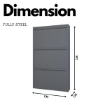 STEEL SHOE CABINET, 3 FLIP DOOR SHOE ORGANIZER FOR ENTRYWAY & BEDROOM - Image 2