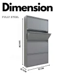 4-LAYER FLIP DRAWER SHOE CABINET, METAL NORDIC SHOE RACK ORGANIZER, WALL-MOUNTED OR FREESTANDING SLIM STORAGE FOR ENTRYWAY, HALLWAY & BEDROOM - Image 2