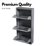 STEEL SHOE CABINET, 3 FLIP DOOR SHOE ORGANIZER FOR ENTRYWAY & BEDROOM - Image 3