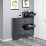 STEEL SHOE CABINET, 3 FLIP DOOR SHOE ORGANIZER FOR ENTRYWAY & BEDROOM - Image 5