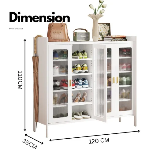 STEEL SHOE CABINET ORGANIZER WITH 4 DOOR AND 6 SPACIOUS LAYERS - ADJUSTABLE SHELVES - HIGHLY DURABLE - Image 2