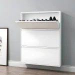 WALL MOUNTED STEEL SHOE RACK , 3 TIER ENTRYWAY SHOE ORGANIZER