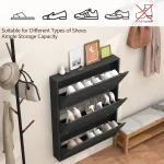 STEEL SHOE CABINET, 3 FLIP DOOR SHOE ORGANIZER FOR ENTRYWAY & BEDROOM - Image 2