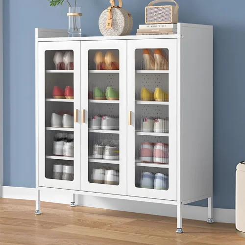 3-DOOR METAL SHOE CABINET – 6-LAYER SHOE STORAGE ORGANIZER | HEAVY-DUTY CARBON STEEL | ADJUSTABLE SHELF - Image 3