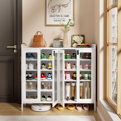 STEEL SHOE CABINET ORGANIZER WITH 4 DOOR AND 6 SPACIOUS LAYERS - ADJUSTABLE SHELVES - HIGHLY DURABLE - Image 4