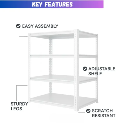 4-TIER STEEL SHELF RACK - HEAVY DUTY STORAGE SHELF - BOOKSHELF, GARAGE AND STOREROOM - Image 3
