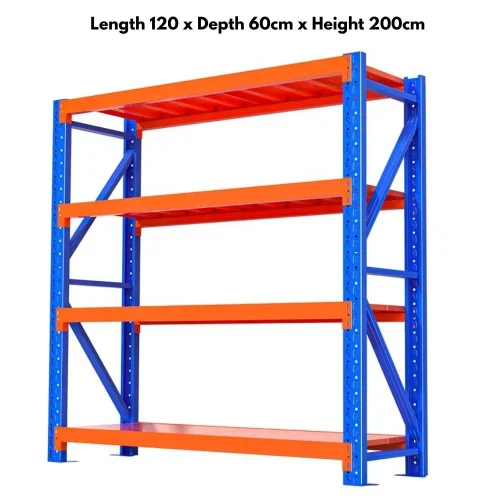 4 Tier Warehouse Storage Rack – Adjustable Boltless Design (120cm x 60cm x 200cm)