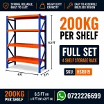 4 Tier Warehouse Storage Rack – Adjustable Shelf (120cm x 60cm x 200cm)