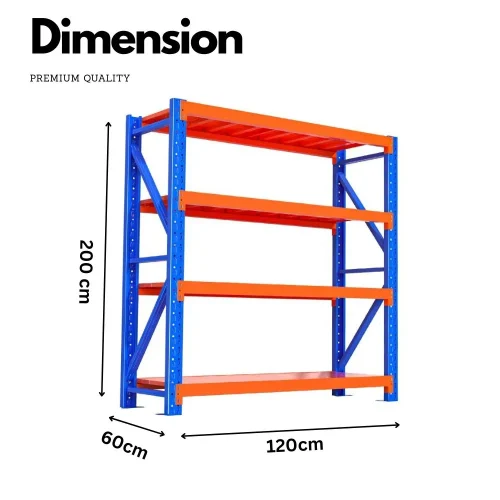 4 Tier Warehouse Storage Rack – Adjustable Boltless Design (120cm x 60cm x 200cm) - Image 2