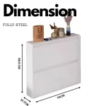 MODERN 2-LAYER STEEL SHOE STORAGE CABINET, SLIM SHOE ORGANIZER, WALL-MOUNTED OR FREESTANDING FOR ENTRYWAY & HALLWAY - Image 2