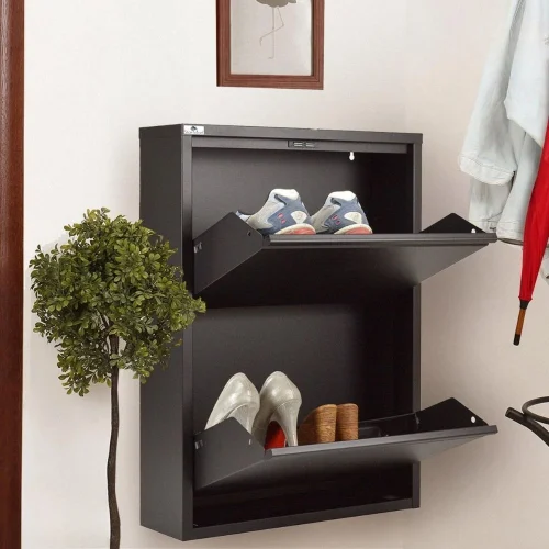 STEEL SHOE RACK WITH PULL OUT DOOR, SHOE CABINET, SHOE RACK FOR OFFICE AND ENTRYWAY