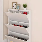WALL MOUNTED STEEL SHOE RACK , 3 TIER ENTRYWAY SHOE ORGANIZER - Image 4